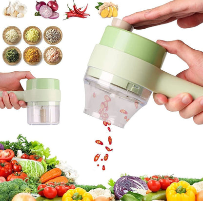4-in-1 handheld electric vegetable cutter in use