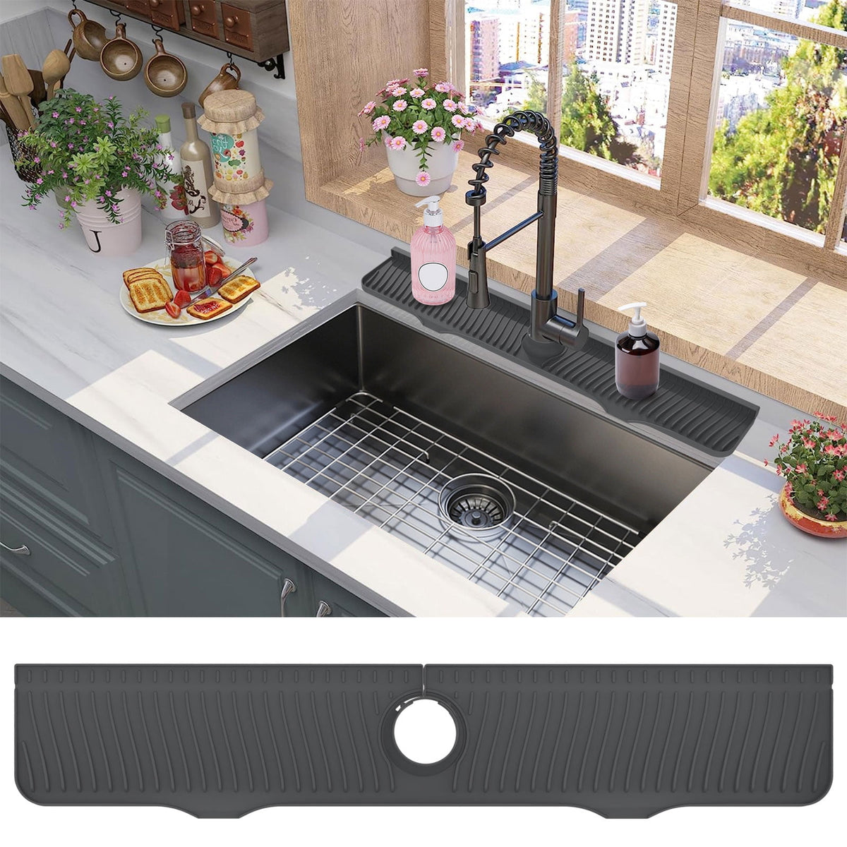 Faucet Splash Guard – Silicone Sink Drip Catcher Mat