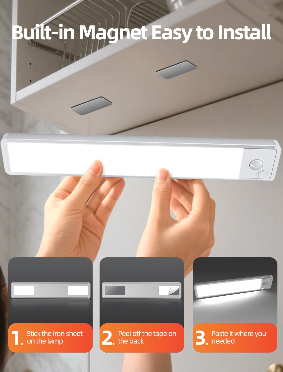 Magnetic Rechargeable LED Light Bars – Wireless Under-Cabinet Lights (3-Pack)