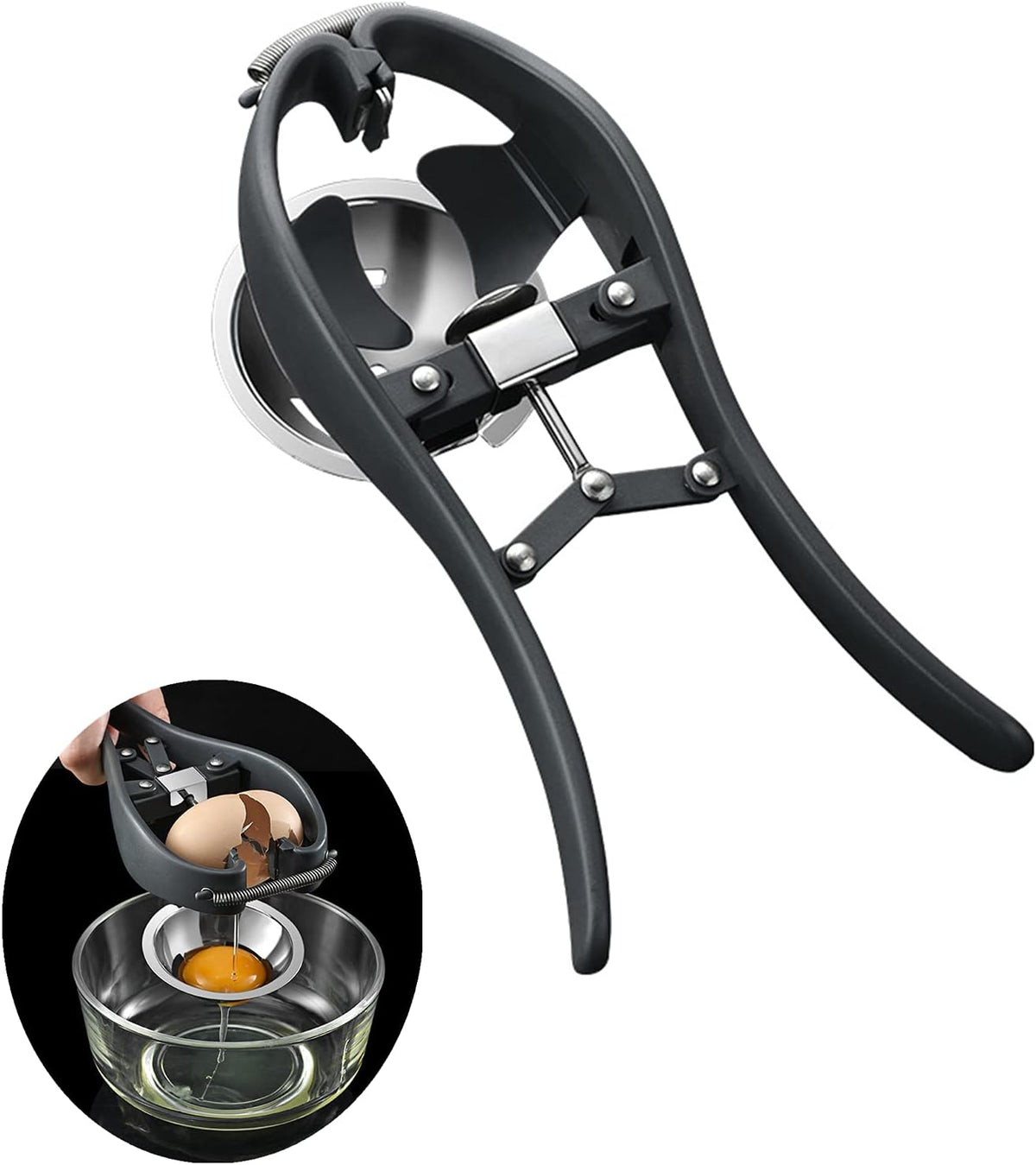 One-Handed Egg Cracker and Separator Tool