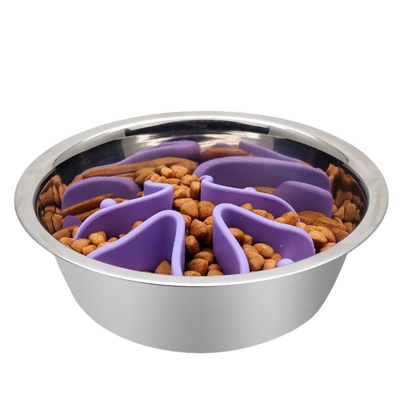 Purple silicone insert bowl close-up