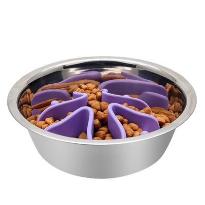 Purple silicone insert bowl close-up