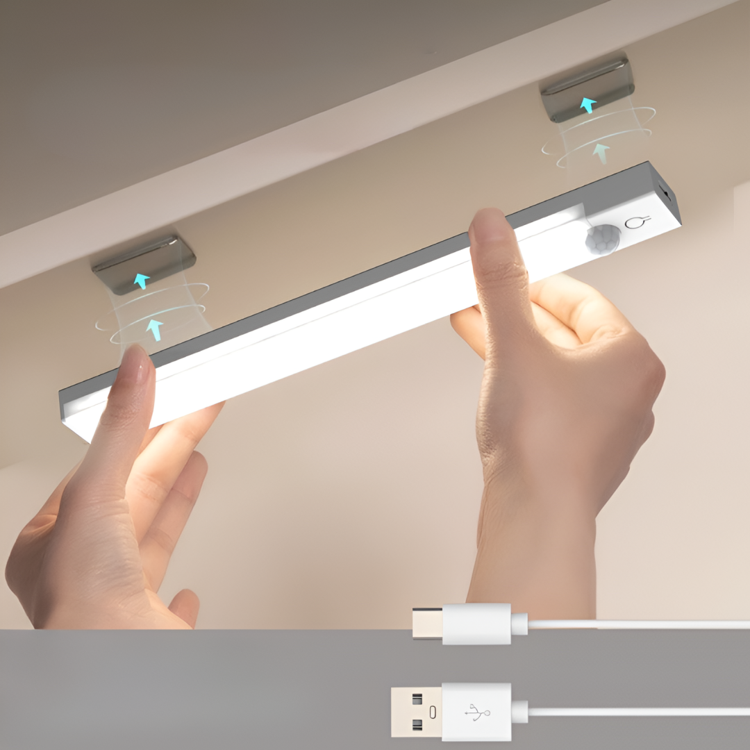 Magnetic mount install graphic, white LED bar light