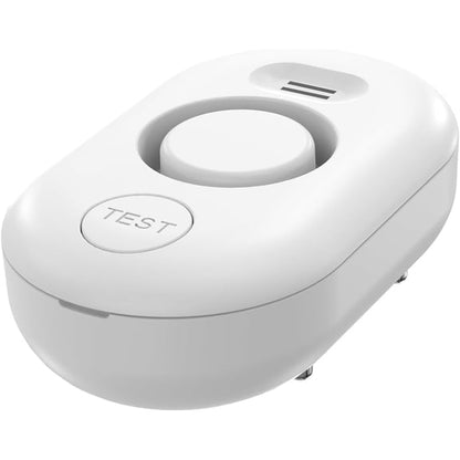 Water leak detector side view with TEST button
