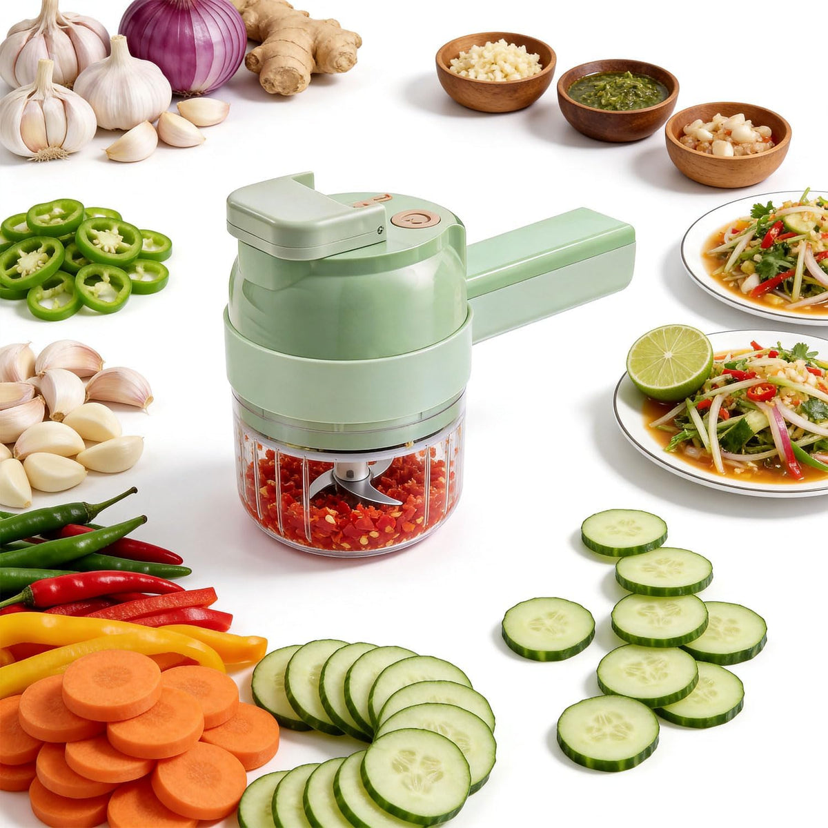 Cordless Electric Vegetable Chopper – 5-Cup USB Food Processor