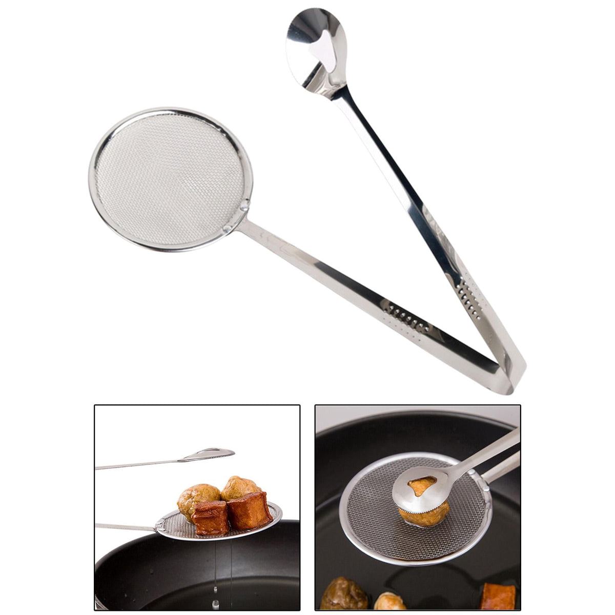 Strainer Tongs – 2-in-1 Kitchen Tongs with Built-In Strainer