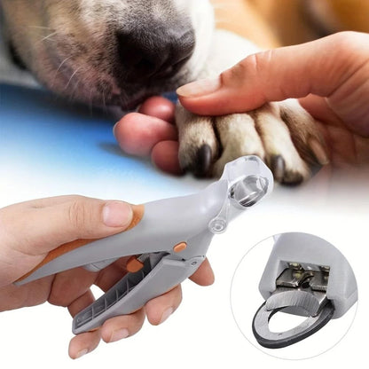 Gray LED clipper with magnifier in hand